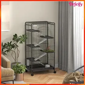 Meilleurs prix pour Cage pour petits animaux - AKOZON - 8578 - 5 plates‑formes - Bac inférieur amovible - 4 roues (2 avec frein)