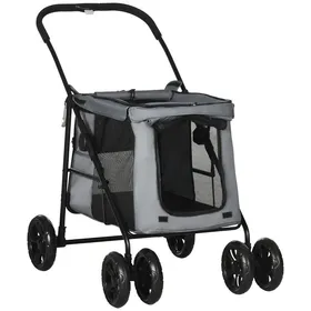 Meilleurs prix pour Pawhut poussette pliante pour chien avec coussin pour chien et chat jusquà 20 kg poussette pour chat avec fenêtre Oxford gris - n