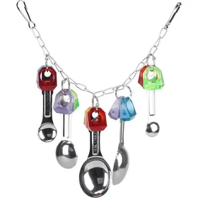 Meilleurs prix pour Jouet à Mâcher Suspendu pour Perroquets et Perruches Cuillères en Métal Coloré pour Oiseaux Inséparables Divertissement et