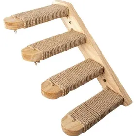 Comparer les prix de Escabeau en Bois pour Chat - Marque - Modèle - 4 Étapes - Étagère Murale - Corde de Sisal-keeper