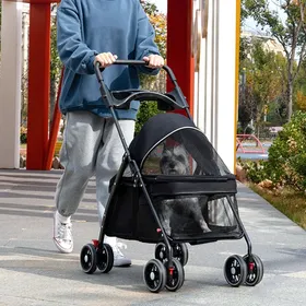 Comparer les prix de Poussette pour Animaux – Châssis Métallique Résistant 4 Roues Pivotantes et Confort Optimal pour Petits Chiens