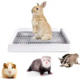 Meilleurs prix pour Bac à litière extra-large pour lapins avec grille — Bac à urine pour cage (57 x 45 x 78 cm)