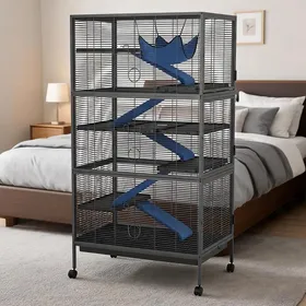 Meilleurs prix pour Cage pour petits animaux 6 niveaux – Sur roulettes – Hamac – Bacs amovibles – Portes verrouillables – Pour furets chinchillas