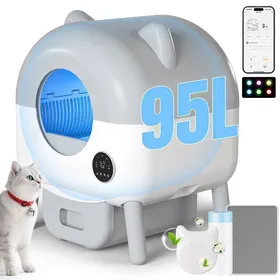 Meilleurs prix pour Litiere Chat Autonettoyante – Grande Capacité 95L Contrôlée par Application • Pour Chats Jusquà 12 kg • Avec LED 6 Couleurs