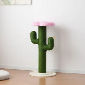 Meilleurs prix pour Griffoir en forme de cactus 90 cm - Troncs en sisal épaissis + protection anti-chute design vert - Griffoir chat colonne à griffer