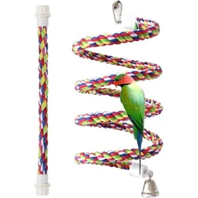 Comparer les prix de Ensemble de 1 perchoir en corde double taille et jouet en spirale – Perchoirs élastiques de 43 et 137 pour perruches calopsittes