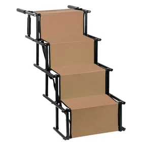 Comparer les prix de MIPAN Pont - Escalier Rampe de Voiture Pliable pour Chien, Escalier à 4 Marches pour Animaux de Compagnie brun