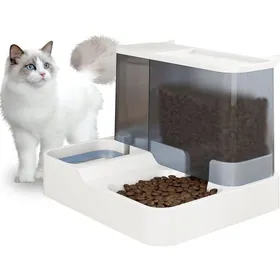 Comparer les prix de Distributeur Automatique de Nourriture et deau pour Chat et Petit Chiens 2 en 1 3.8 L Fontaine Mangeoirs et Abreuvoirs (Bla Odipie