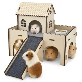 Meilleurs prix pour Maison pour cobaye cachette avec Maison pour cobaye Jouet en Bois Extra Large pour cobayes avec escaliers et Tapis pour Hamsters