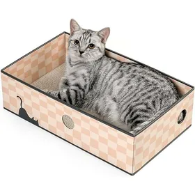 Meilleurs prix pour Griffoir pour Chat avec Boîte Grand Grattoir Chat Design Réversible en Carton Trous Interactifs Échiquier L-1 Pièce