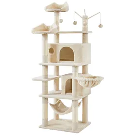 Meilleurs prix pour Yaheetech Arbre à Chat Multiniveau avec Poteaux en Sisal, Niches Spacieuses, Hamac et Panier, 170 cm de Haut Beige