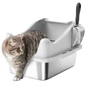 Meilleurs prix pour Bac à litière - PawHut - bords hauts nettoyage facile anti-dispersion pelle en métal -  acier inoxydable - 431x332x254cm gris