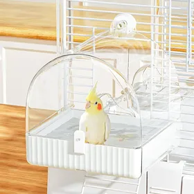 Meilleurs prix pour 1 Bain pour oiseaux transparent matériau AS robuste tiroir coulissant pour cages barreaux 22mm intérieur .