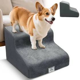 Meilleurs prix pour Escalier pour chien à 2 marches antidérapant amovible lavable 30 cm de haut  housse amovible et lavable poignée gris