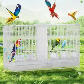 Comparer les prix de HUOLE - Cage pour perroquet blanc de petite à moyenne taille - Avec filet de séparation central et plateau à tiroir - CAGE OISEAU