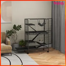 Comparer les prix de Cage pour rongeurs multifonction - AKOZON - 9452 - 4 plateformes - 3 rampes - 80x52x128 cm
