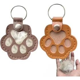 Comparer les prix de 2 Pièces Porte-clés commémoratif en cuir en forme de patte de chien et chat boîte à souvenirs pour poils danimaux de compagnie
