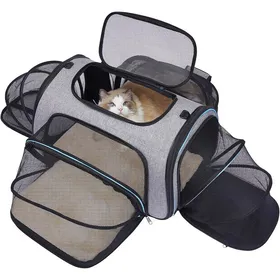 Comparer les prix de Sac de transport pour chat - Homologué pour le transport aérien : Sac de transport extensible à 4 côtés pour animaux de compagnie.