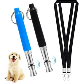 Comparer les prix de Lot de 2 sifflets anti-aboiements pour chien sifflet de dressage ultrasonique professionnel avec cordon et fréquences réglables