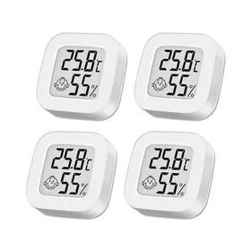 Meilleurs prix pour 4pcs Thermometre Hygromètre intérieur Mini Hygromètre Thermomètre extérieur Digital Thermomètre pour Maison Terrarium Chambre Bébé