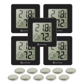 Comparer les prix de KETOTEK 5 pièces Thermomètre Intérieur Hygromètre Mini Numérique LCD Moniteur de Température et Humidimètre pour Maison Bureau