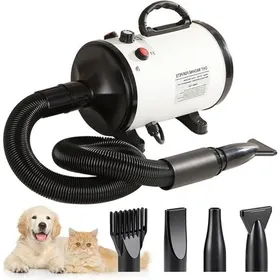 Comparer les prix de Souffleur 2800 W - Très Silencieux - Vitesse Et Chaleur Réglables - Sèche-chien - Soin Des Animaux - Souffleur Avec 4 Buses - Blanc