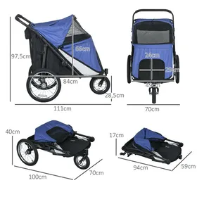 Meilleurs prix pour Poussette pour chien Poussette pour chien pliable avec fenêtre en filet Laisse de sécurité Grandes roues en caoutchouc jusquà 30kg