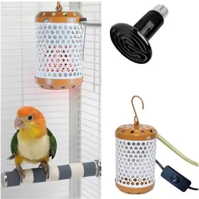Meilleurs prix pour Chauffage pour cage à oiseaux - Chauffage pour perroquet - Orange - Bouton-poussoir - Ampoule 50 W incluse - Lampe chauffante en