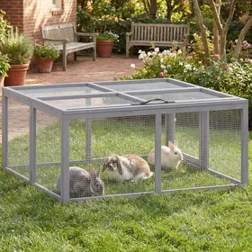 Comparer les prix de Clapier Lapin Extérieur Enclos Lapin Pliable en Bois Toit Ouvrant et Poignée pour Poule Canard 110x105x50cm Gris
