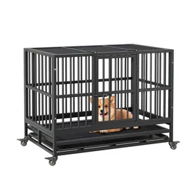 Comparer les prix de Garvee Cage Chien Robuste 37 en Acier - Double Porte Roulettes 360° & Plateau Amovible  Idéale Chien Anxieux