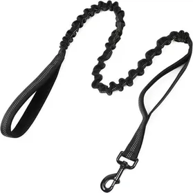 Meilleurs prix pour rabbitgoo Laisse Chien Laisse pour Chien Élastique Militaire Laisse Corde Laisse Réfléchissante avec 2 Poignées de Contrôle Noir