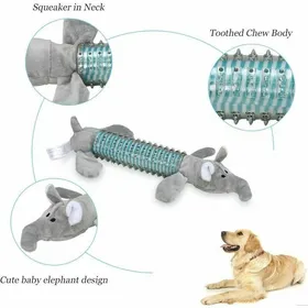Comparer les prix de Peluche pour chienJouets en peluche pour chiens jouets pour chiots en caoutchouc indestructibles petits chiens gris YYV