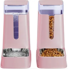 Meilleurs prix pour Set distributeur aliment/eau gravité 38L x 2 pour chats et chiens