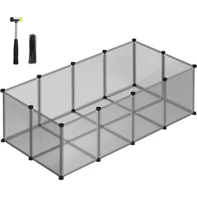 Comparer les prix de Enclos pour Petits Animaux avec Fond Cage modulable pour Cochon d’Inde Hamster Lapin Rongeur Gris