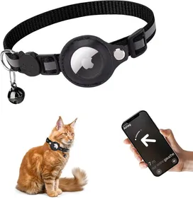 Comparer les prix de KCVV - Collier GPS Chat avec Tracker Collier Chat Anti étranglement Collier Chat Personnalisable Chaton Chat avec Nom et Tel(noir)