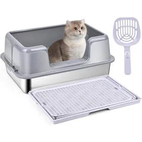 Meilleurs prix pour Litiere Pour Chat BacXl Bac À Litière En Acier Inoxydable Pour ChatsÉtanche Et Anti-Renversement Litière Pour Chats Semi-Fermée