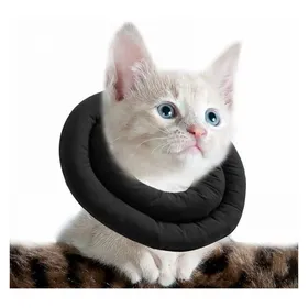 Comparer les prix de Collierette noire réglable pour chat M(30cm) collier de récupération doux de protection après chirurgie pour animaux