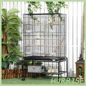 Meilleurs prix pour Cocosity Cage À Oiseaux Sur Pieds Roulettes Avec 4 Mangeoires Et 3 Perchoirs 79 X 49 X 133 Cm Noir