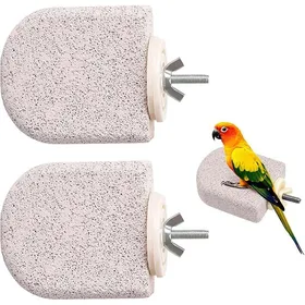 Comparer les prix de Lot De 2 Perchoirs En Pierre Naturelle Pour Oiseaux Jouet À Ronger Et Lime À Griffes Pour Perruches Calopsittes Conures Petites