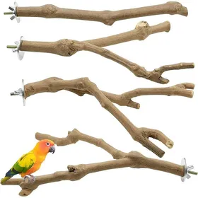Meilleurs prix pour Lot de 4 perchoirs naturels pour oiseaux Bâtons de raisin Perchoir pour cage à perroquets pour 3 branches KIT JOUET