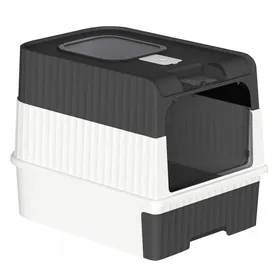 Meilleurs prix pour XJING-Boîte à litière pour chats - Toilettes de chat - Grand espace - PP Plastique -Noir-49*37*35 CM