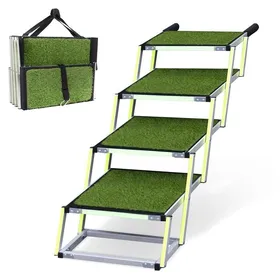 Comparer les prix de Escalier pour chien - PRIORPET - 4 Marches - Marquage phosphorescent - Surface antidérapante herbe
