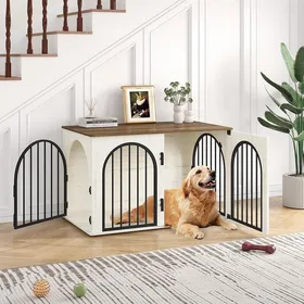 Comparer les prix de 100cm Cage pour ChiensNiche Moderne pour ChiensCage Chien de Taille Moyenne3 PortesPorte arquée60 x 100 x 63 cmBlanc et