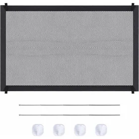 Meilleurs prix pour Porte Magique pour Chiens Barrière Descalier de Sécurité pour Chiens avec Les Crochets et Les Poteaux Plus dûrs Noir 110 × 72cm