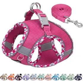 Comparer les prix de XXS Ensemble harnais et isse pour chien rose vif taille XXS Harnais anti traction pour chiot Maille respirante XXS ROSE VI LAISSE