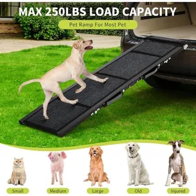 Meilleurs prix pour Porte-rampe pliable portable-Anti-dérapante&Poignées Latérales-160 X 43 CM-Escalier pour Chiens Âgés&de Grande Taille-Noir