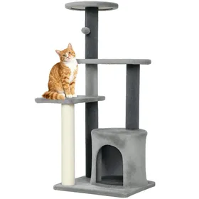 Comparer les prix de Arbre à chat hauteur - PawHut - platesformes niche balle poteaux à griffer - panneaux de particules - 45x40x103cm - gris