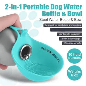 Comparer les prix de Gourde portable en acier inoxydable pour chats et chiens — Gourde de voyage étanche (avec gamelle intégrée) GAMELLE