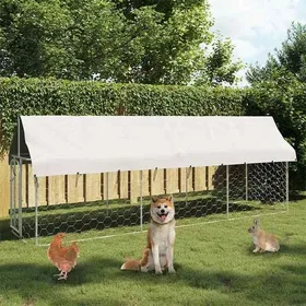 Comparer les prix de Chenil extérieur avec toit - vidaXL - chenil chien - Argenté - 400 x 100 x 150 cm gaj23p3512