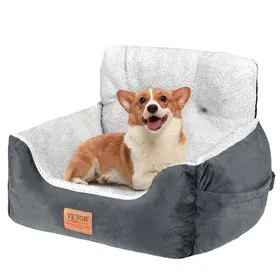 Meilleurs prix pour Siège Auto pour Chiens Petits 9 kg-VEVOR-Lit pour Animal de Compagnie-Laisse de Sécurité à Clipser-Gris Foncé